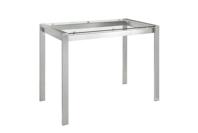 Ian Stainless Steel and Clear Glass Top 48" Counter Table - 360