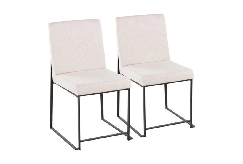 Ian Beige Fabric Black Steel Dining Chair Set of 2 - 360