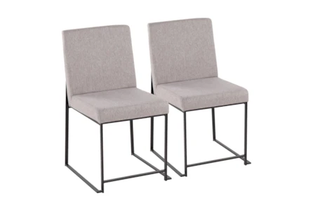 Ian Light Grey Fabric Black Steel Dining Chair Set of 2