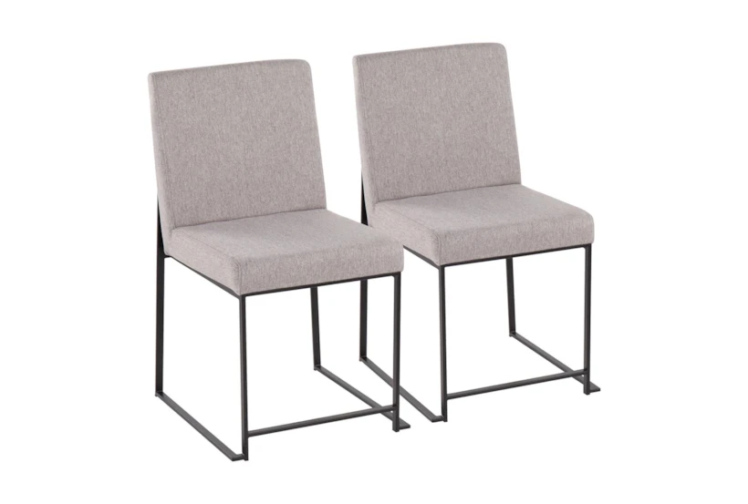 Ian Light Grey Fabric Black Steel Dining Chair Set of 2 - 360