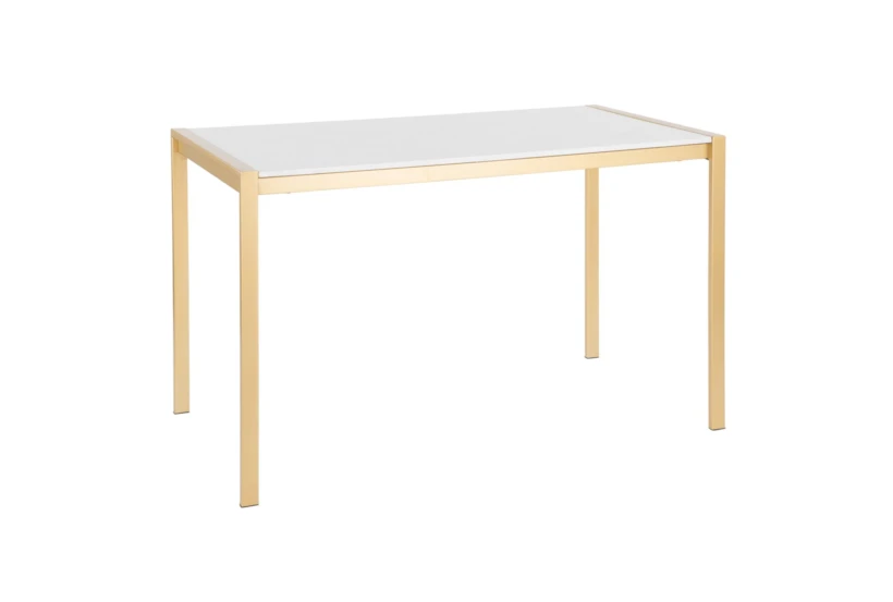 Ian Gold Metal With White Marble Top 50" Dining Table - 360