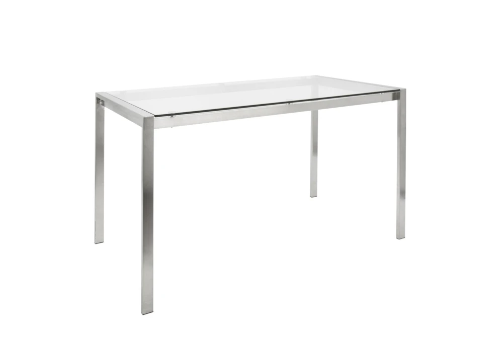 Ian Stainless Steel With Clear Glass Top 50" Dining Table