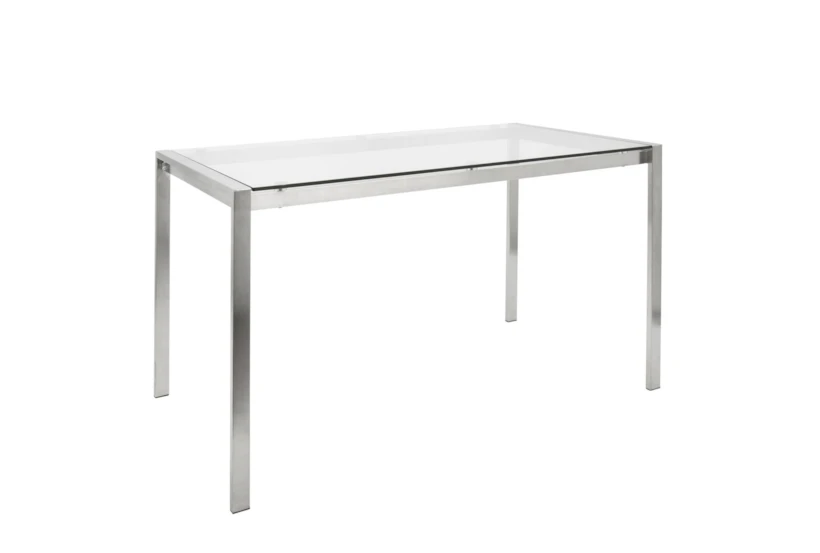 Ian Stainless Steel With Clear Glass Top 50" Dining Table - 360