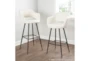 Marta Black Metal and Cream Faux Leather Counter Stool Set Of 2 - Room