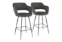 Marta Black Metal and Grey Faux Leather Counter Stool Set Of 2 - Signature