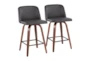 Tori Walnut and Grey Faux Leather Counter Stool Set Of 2 - Signature