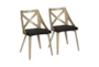 Harlon White Washed Wood and Charcoal Fabric Dining Chair Set Of 2 - Signature