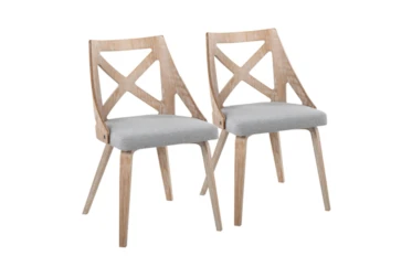 Ashton White Washed Wood and Grey Fabric Dining Chair Set Of 2
