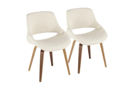 Rizzi Walnut and Cream Fabric Dining Chair Set Of 2