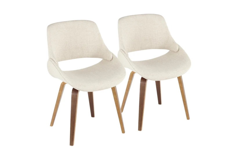Rizzi Walnut And Cream Fabric Dining Chair Set Of 2 - 360
