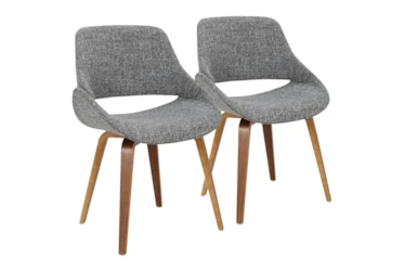 Rizzi Walnut and Grey Fabric Dining Chair Set Of 2