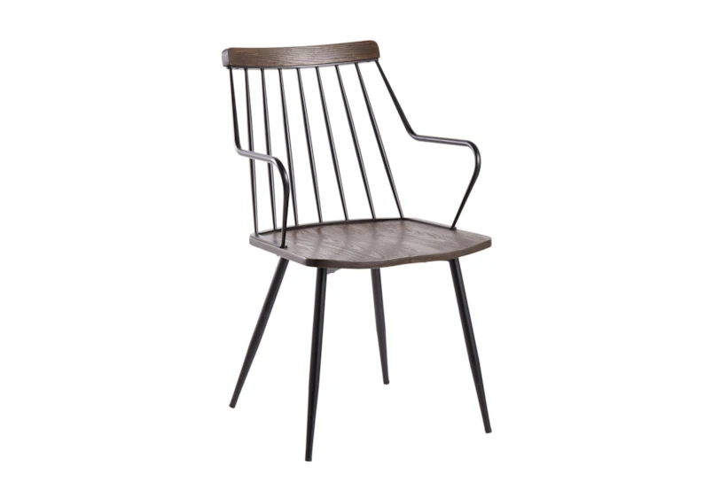Winston Black Metal And Dark Walnut Wood Dining Chair - 360