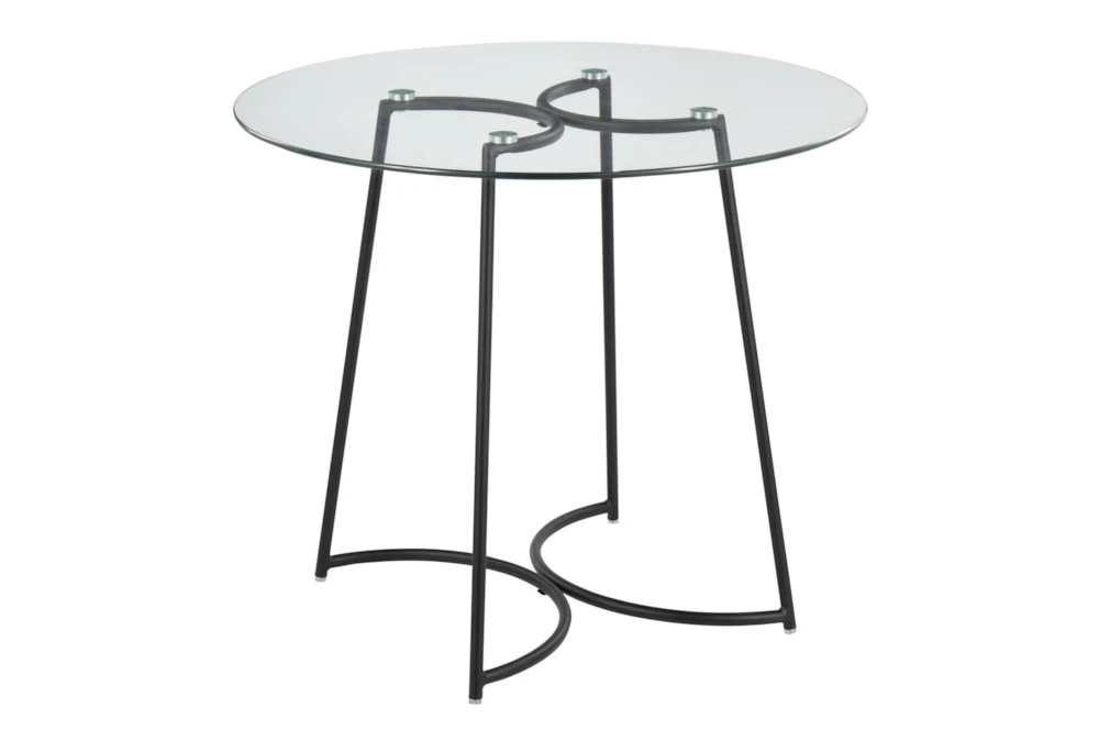Gemma Black Steel With Clear Glass Top 35" Dining Table