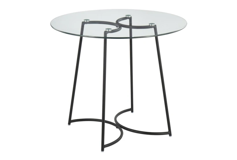 Gemma Black Steel With Clear Glass Top 35" Dining Table - 360