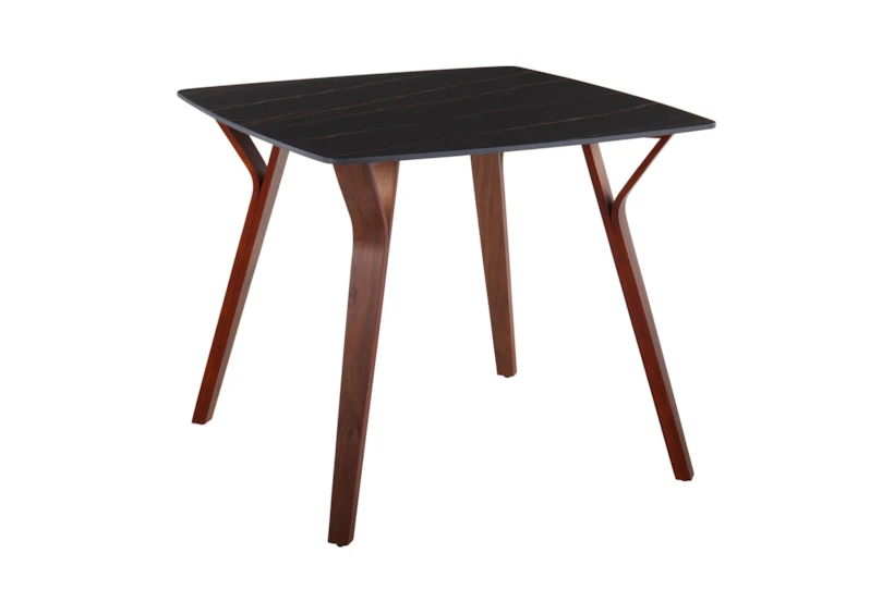 Volia Walnut And Black Wood Mid-Century Modern 39" Dining Table - 360
