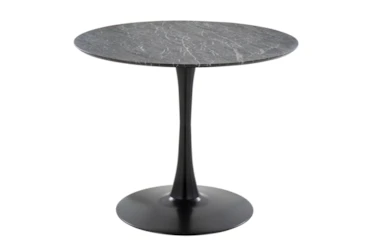 Preston Black Metal Base And Black Faux Marble Top 36 Inch Dining Table