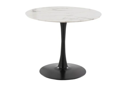 Preston Black Metal Base And White Marble Top 36 Inch Dining Table
