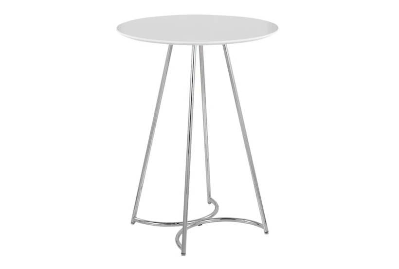 Emma Chrome Steel and Grey Wood 27" Counter Table - 360