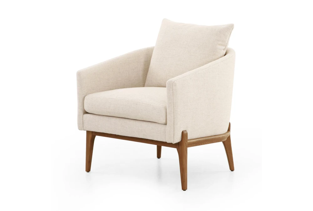 Cream Fabric + Toasted Oak Cradle Base Accent Chair