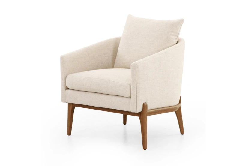 Cream Fabric + Toasted Oak Cradle Base Accent Chair - 360