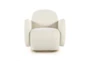 White Performance Fabric + Ash Swivel Base Accent Chair - Front