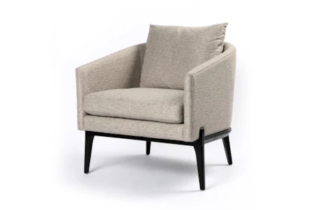 Grey Fabric + Black Oak Cradle Base Accent Chair