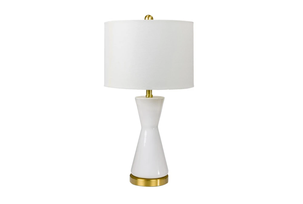 24 Inch White Hour Glass Table Lamp Set Of 2