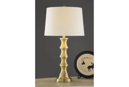 28 Inch Brass Polished Table Lamp Set Of 2