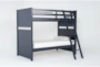 Luca Blue Twin Over Twin Wood Bunk Bed - Side