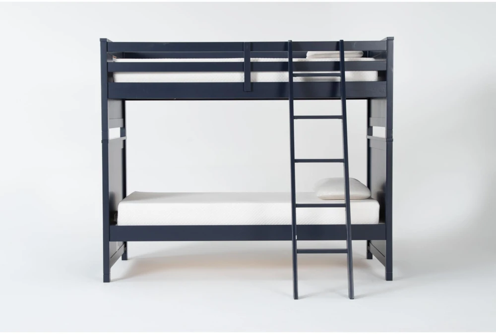 Luca Blue Twin Over Twin Wood Bunk Bed