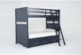 Luca Blue Twin Over Twin Wood Bunk Bed With 3-Drawer Storage Unit - Side