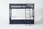 Luca Blue Twin Over Twin Wood Bunk Bed With 3-Drawer Storage Unit - Signature