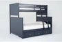 Luca Blue Twin Over Full Wood Bunk Bed With 3-Drawer Storage Unit - Side