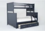Luca Blue Twin Over Full Wood Bunk Bed With 3-Drawer Storage Unit - Side