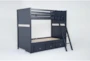 Luca Blue Full Over Full Wood Bunk Bed With 3-Drawer Storage Unit - Side