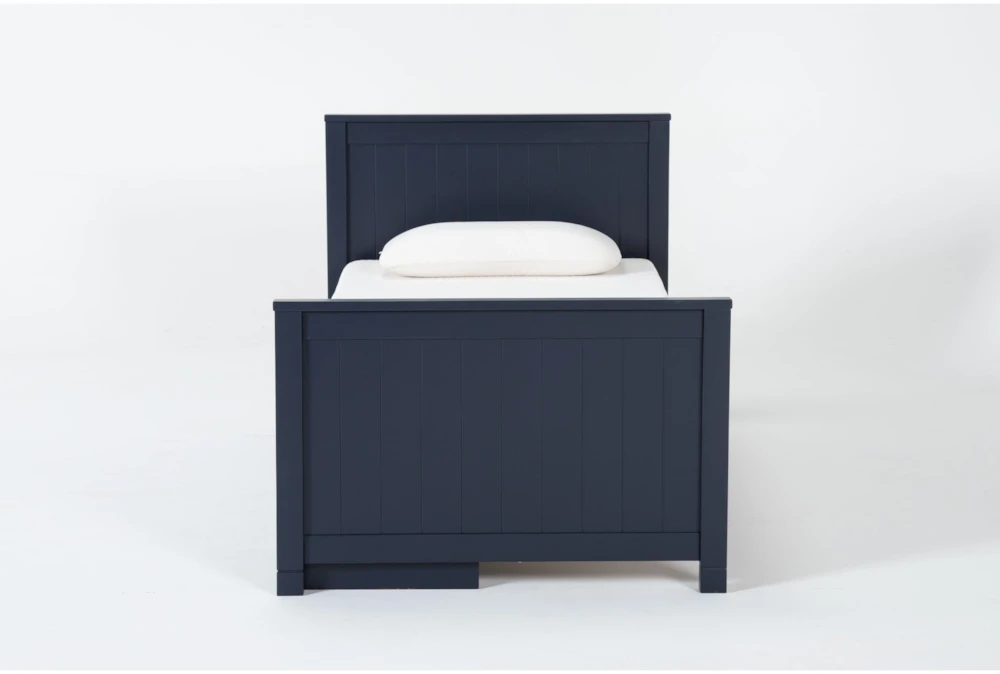 Luca Blue Full Wood Panel Bed With Single 3-Drawer Storage Unit