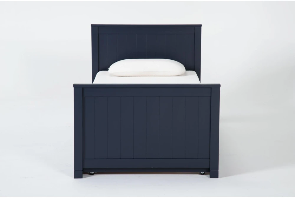 Luca Blue Full Wood Panel Bed With Trundle