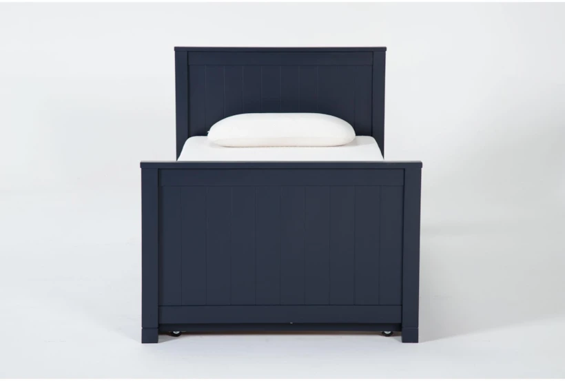 Luca Blue Full Wood Panel Bed With Trundle - 360