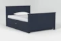Luca Blue Full Wood Panel Bed With Trundle - Side