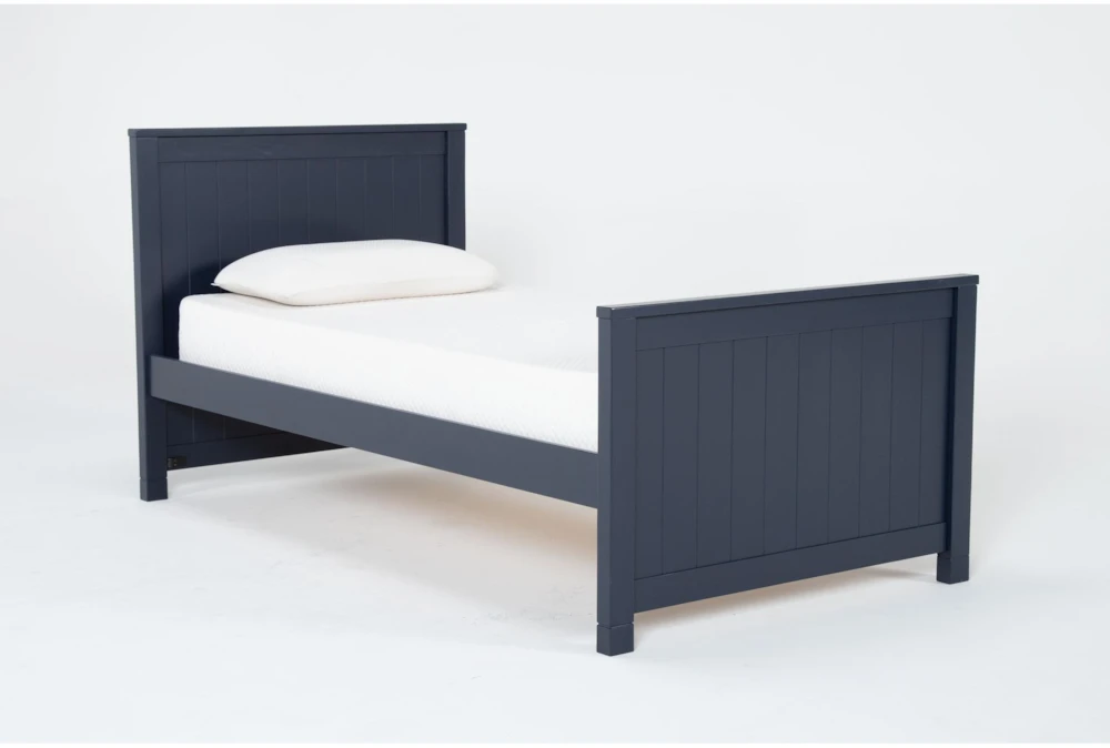 Luca Blue Twin Wood Panel Bed