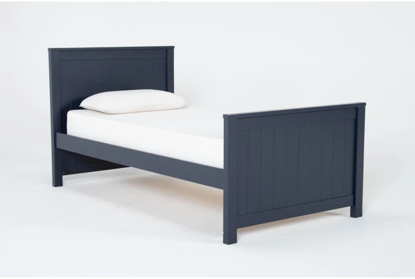 Luca Blue Twin Wood Panel Bed - 360