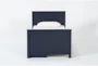 Luca Blue Twin Wood Panel Bed With Single 3-Drawer Storage Unit - Front
