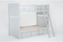 Luca Grey Twin Over Twin Wood Bunk Bed With 3-Drawer Storage Unit - Side