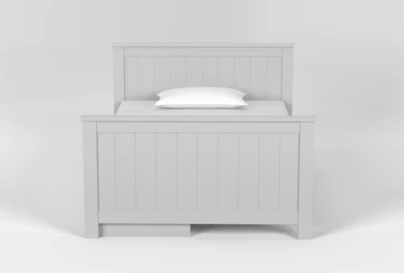 Luca Grey Full Wood Panel Bed With Single 3-Drawer Storage Unit - Main