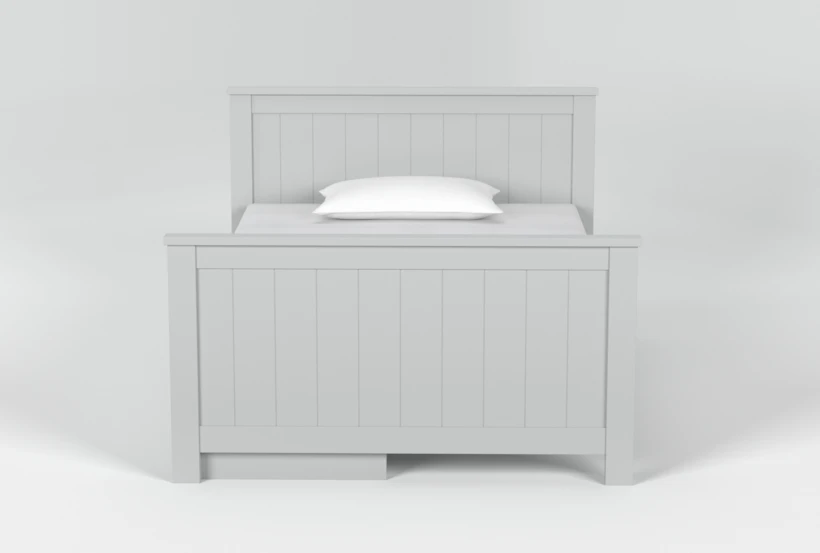 Luca Grey Full Wood Panel Bed With Single 3-Drawer Storage Unit - 360