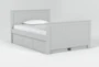 Luca Grey Full Wood Panel Bed With Double 3-Drawer Storage Unit - Side