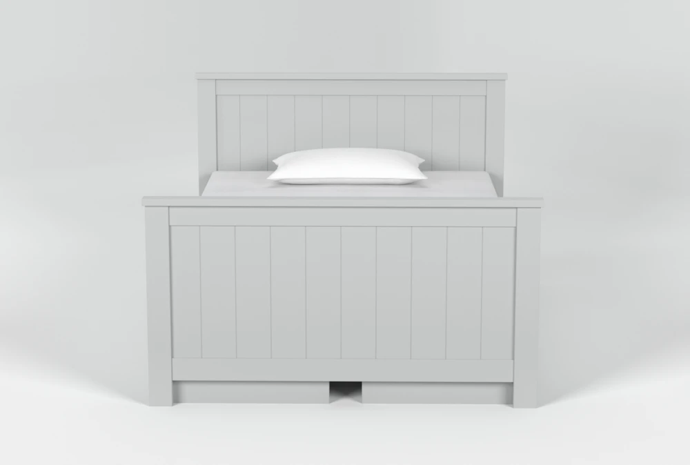 Luca Grey Full Wood Panel Bed With Double 3-Drawer Storage Unit