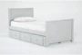 Luca Grey Twin Wood Panel Bed With Double 3-Drawer Storage Unit - Signature