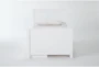 Luca White Full Wood Panel Bed With Single 3-Drawer Storage Unit - Front