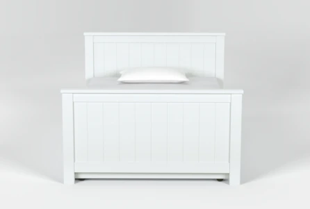 Luca White Full Wood Panel Bed With Trundle - Main
